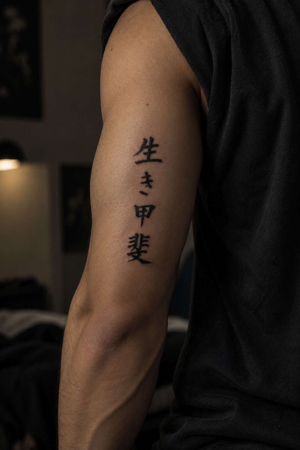Oriental Script semi-permanent tattoo shown on skin